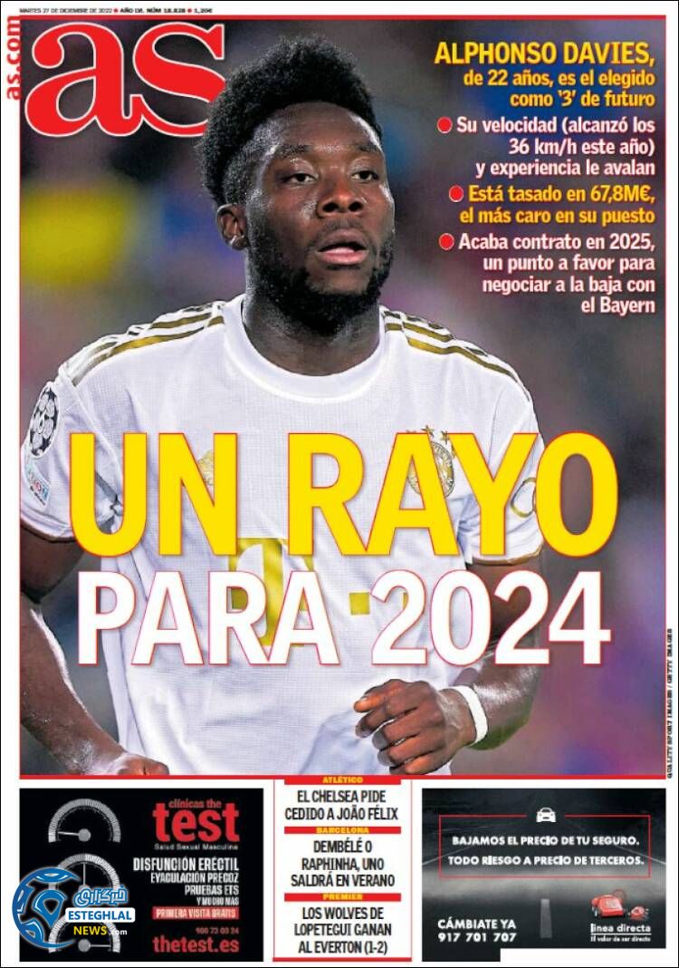 روزنامه ورزشی آ اس سه شنبه 6 دی 1401 