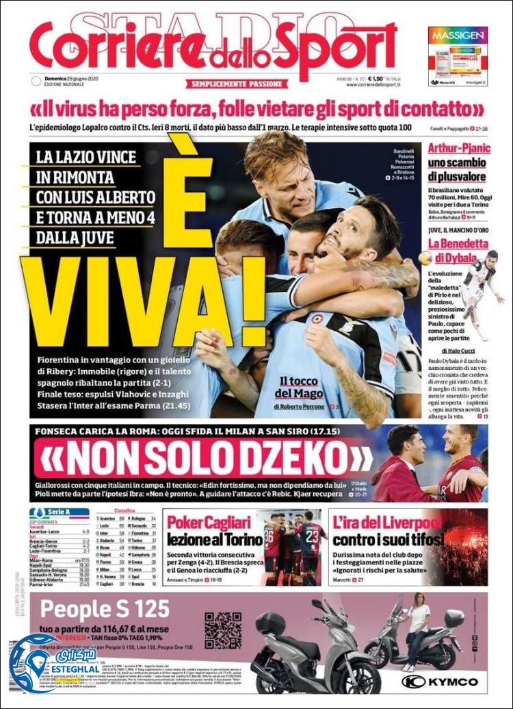 روزنامه ورزشی کوریره دلو اسپورت یکشنبه 8 تیر 1399