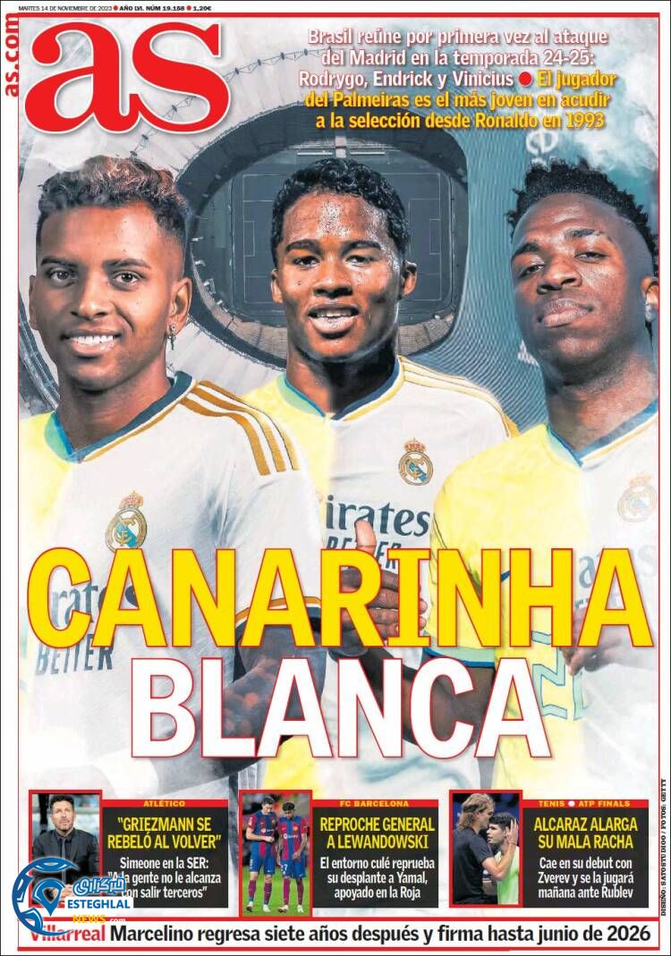 روزنامه ورزشی آ اس سه شنبه 23 آبان 1402