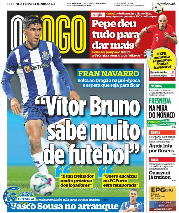 روزنامه  ورزشی اوجوگو دوشنبه 4 تیر 1403