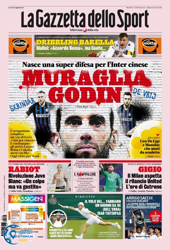 روزنامه ورزشی گاتزتا دلو اسپورت سه شنبه 11 تیر 1398