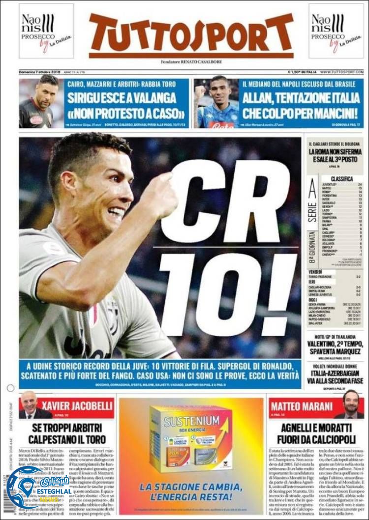 روزنامه ورزشی توتو اسپورت یکشنبه 15 مهر 1397