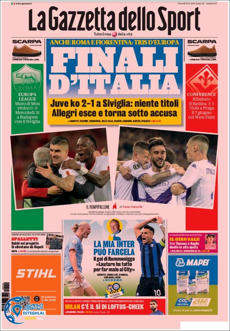 روزنامه گازتا دلا اسپورت جمعه 29 اردیبهشت 1402 