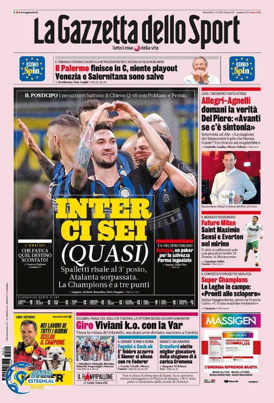 روزنامه ورزشی گاتزتا دلو اسپورت سه شنبه 24 اردیبهشت 1398