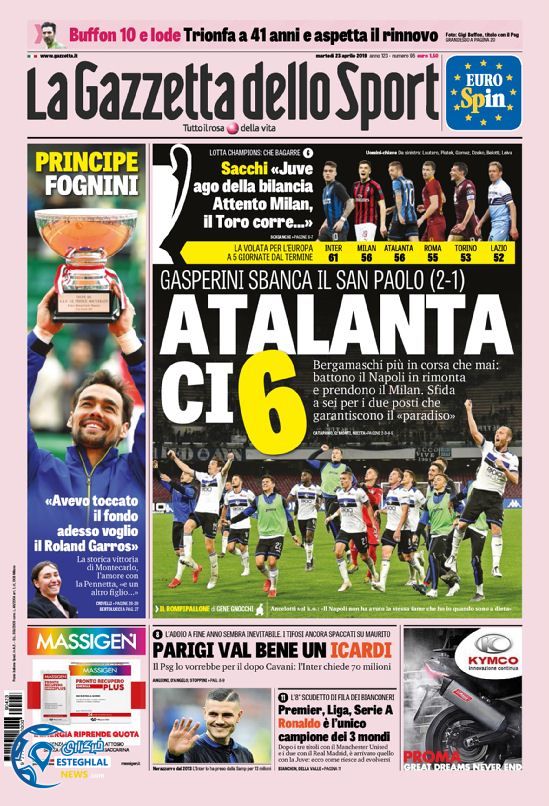 روزنامه ورزشی گاتزتا دلو اسپورت سه شنبه 3 اردیبهشت 1398