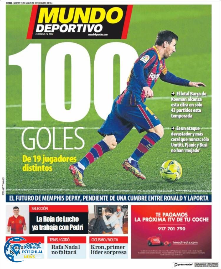 روزنامه ورزشی موندو دپورتیوو سه شنبه 3 فروردین 1400
