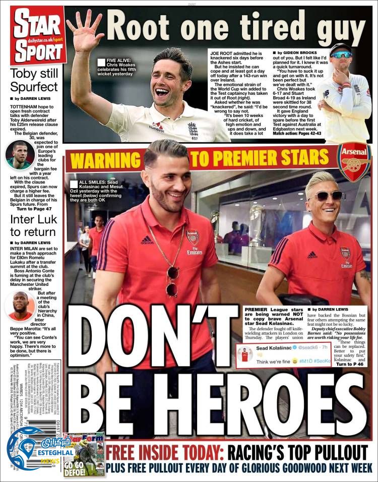 روزنامه ورزشی استار اسپورت شنبه 5 مرداد 1398