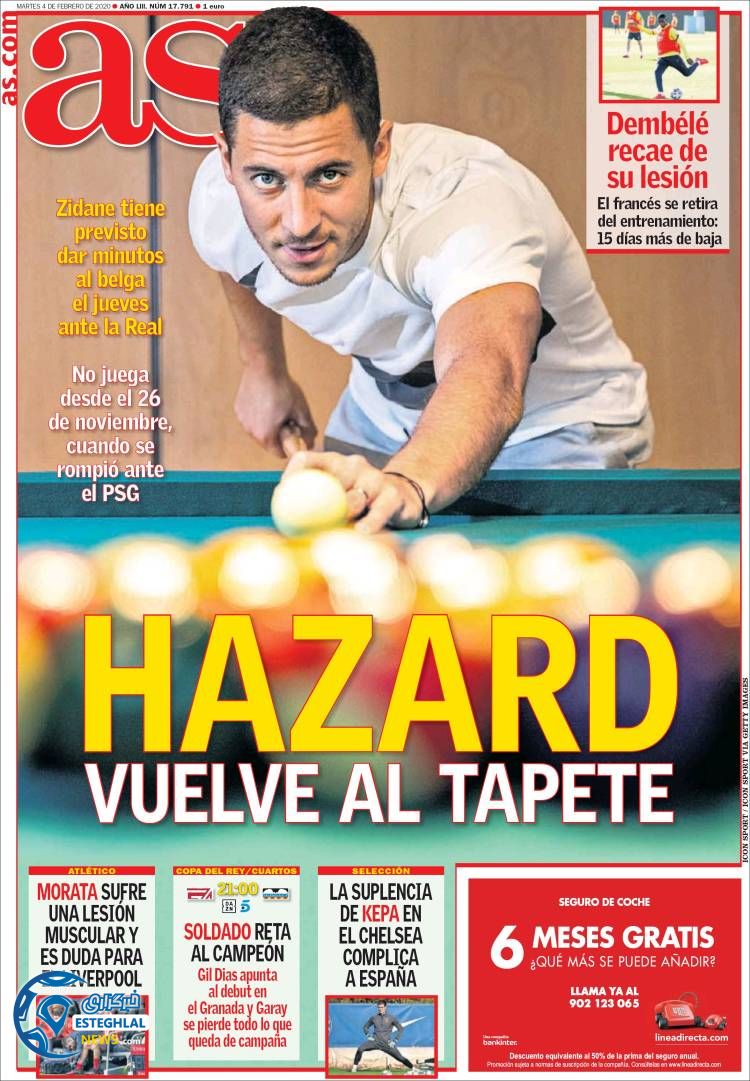 روزنامه ورزشی آاس سه شنبه 15 بهمن 1398