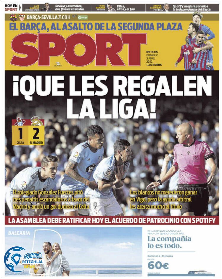 روزنامه ورزشی اسپورت یکشنبه 14 فروردین 1401