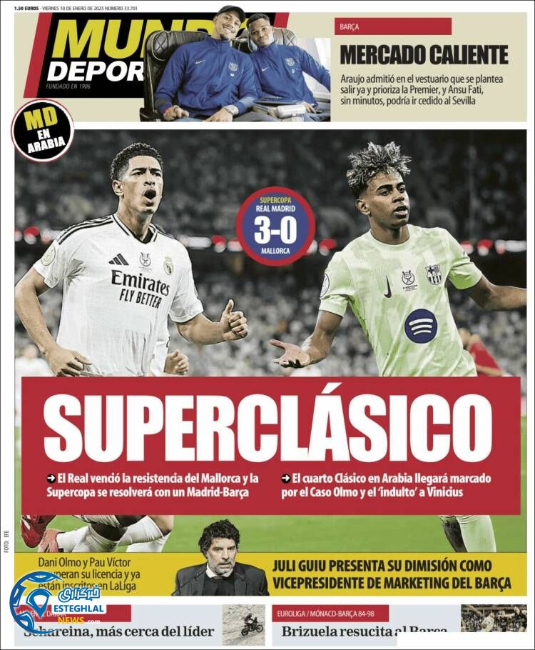 روزنامه ورزشی موندو دپورتبوو جمعه 21 دی 1403