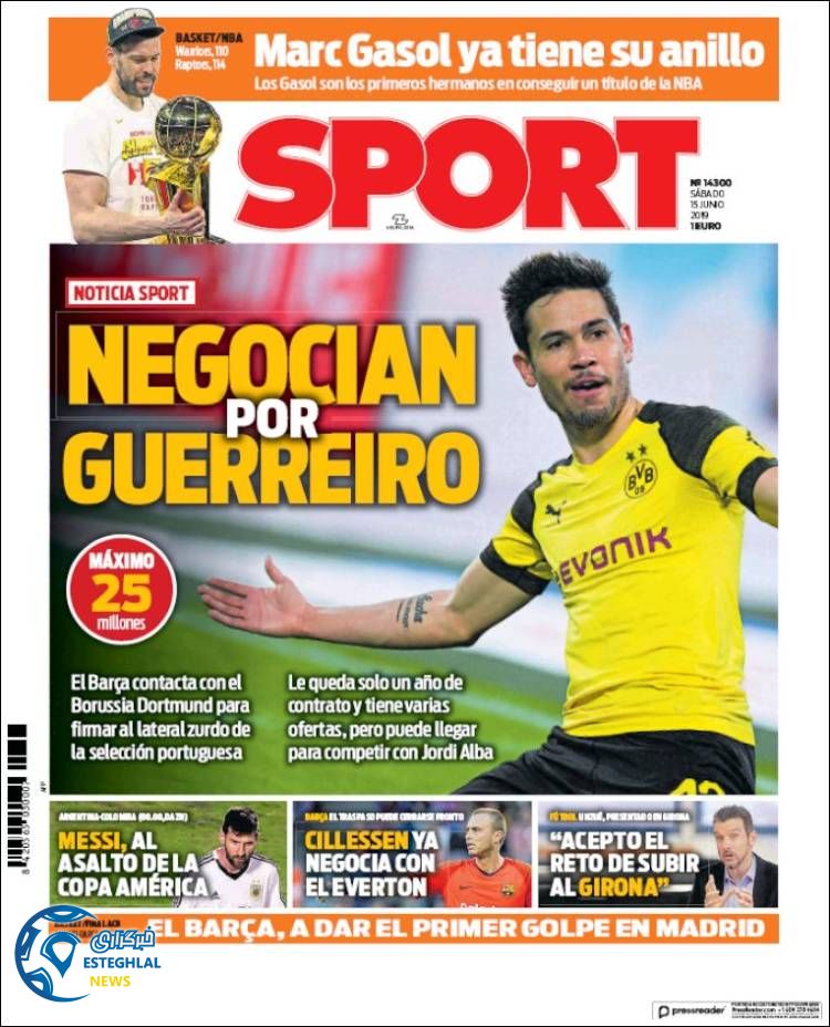 روزنامه ورزشی اسپورت شنبه 25 خرداد 1398