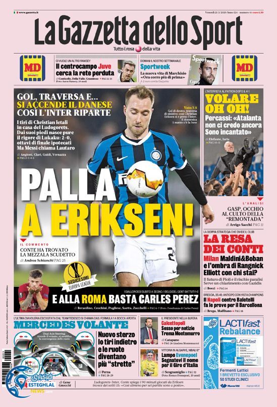 روزنامه ورزشی گاتزتا دلو اسپورت جمعه 2 اسفند 1398