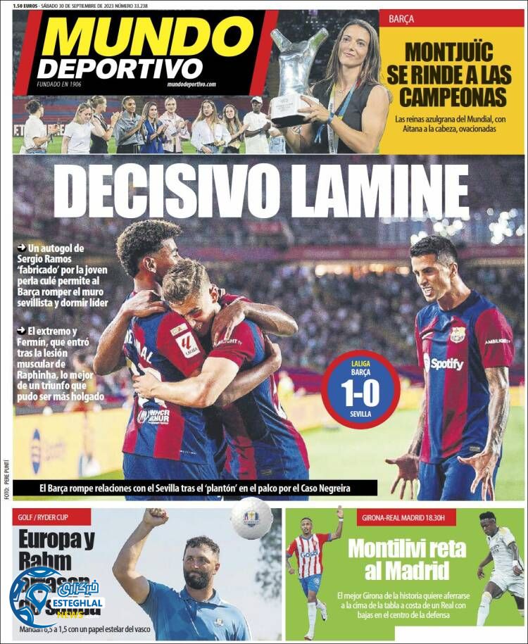 روزنامه ورزشی موندو دپورتیوو شنبه 8 مهر 1402 