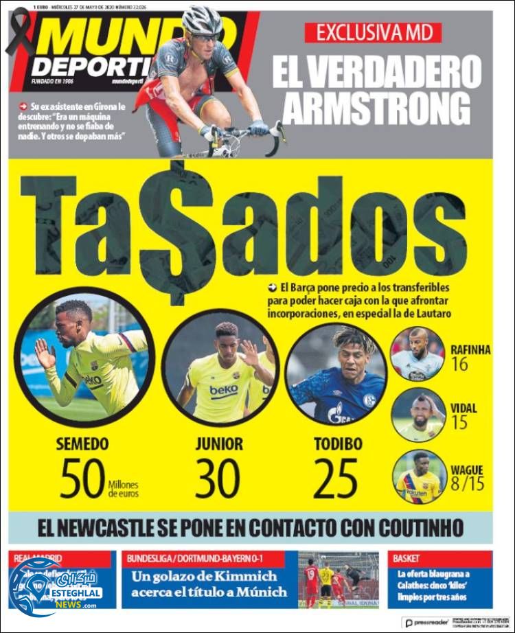 روزنامه ورزشی موندو دپورتیوو چهارشنبه 7 خرداد 1399