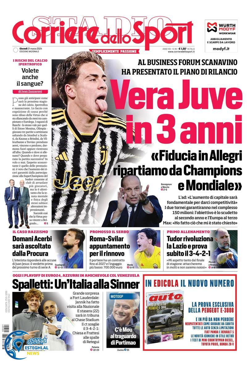 روزنامه ورزشی کوریره دلو اسپورت پنجشنبه 2 فروردین 1403 