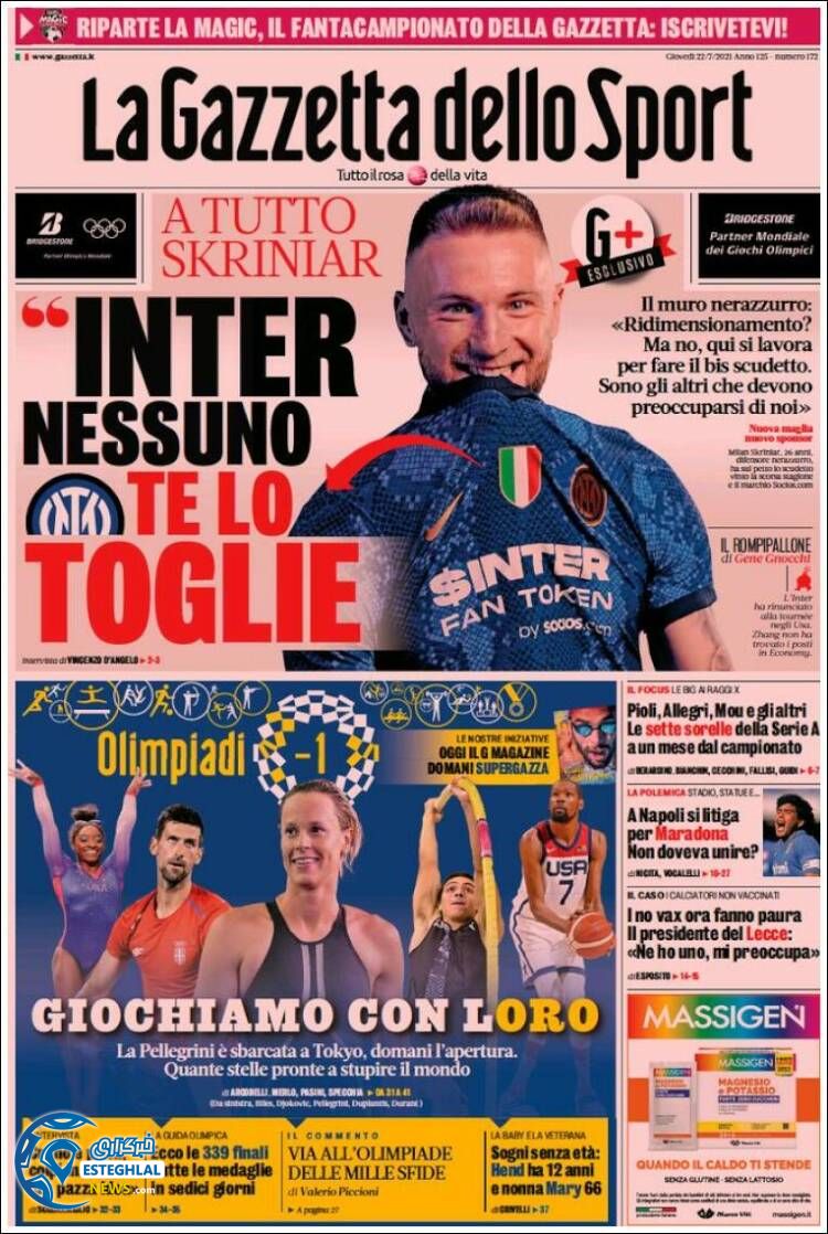 روزنامه ورزشی گاتزتا دلو اسپورت پنجشنبه 31 تیر 1400