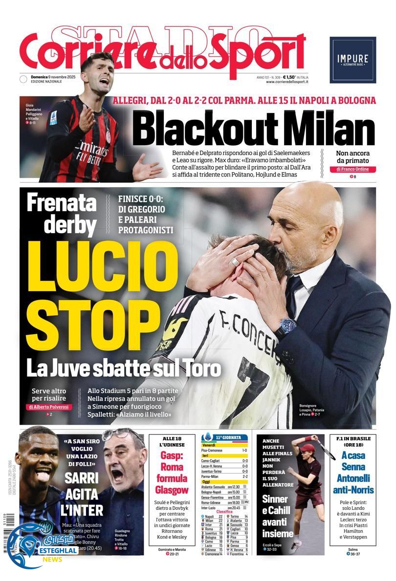 روزنامه ورزشی کوریره دلو اسپورت یکشنبه 18 آبان 1404 