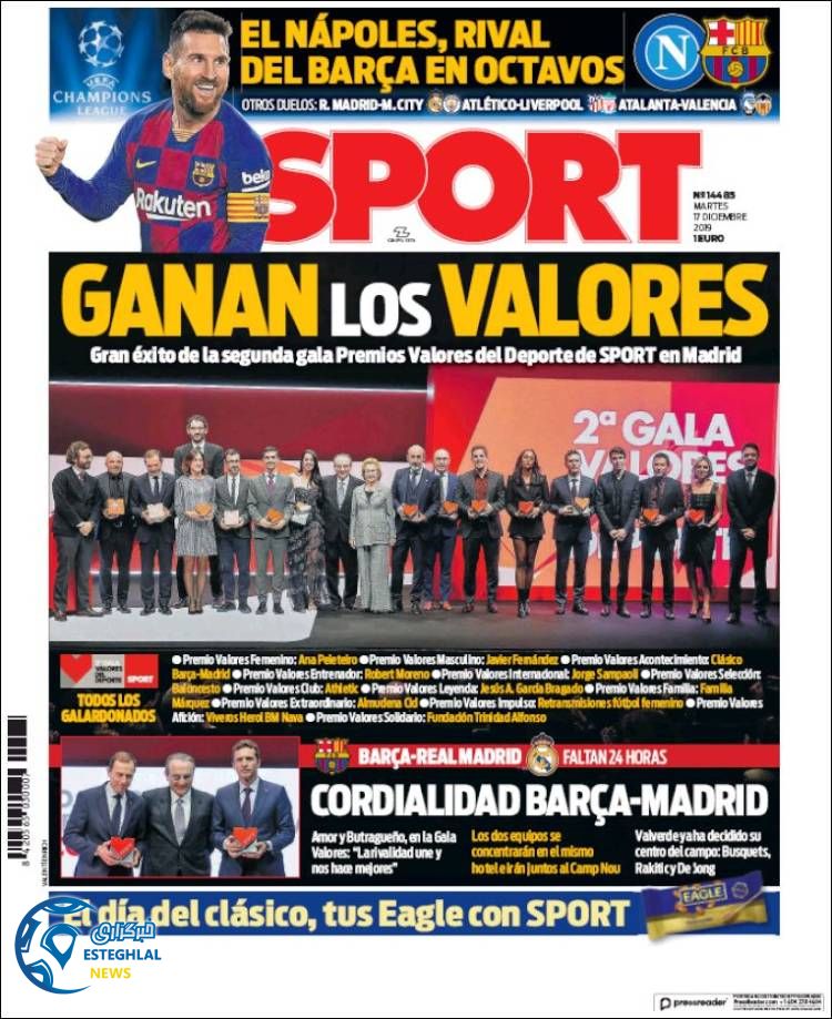 روزنامه ورزشی اسپورت سه شنبه 26 آذر 1398