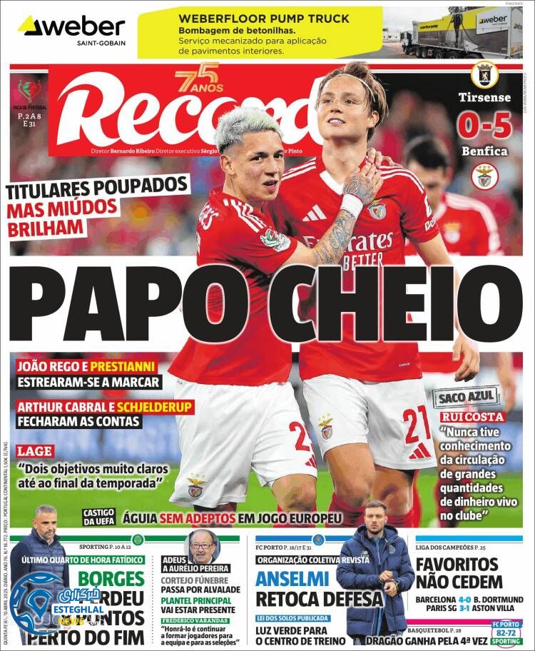 روزنامه ورزشی رکورد پنجشنبه 21  فروردین 1404