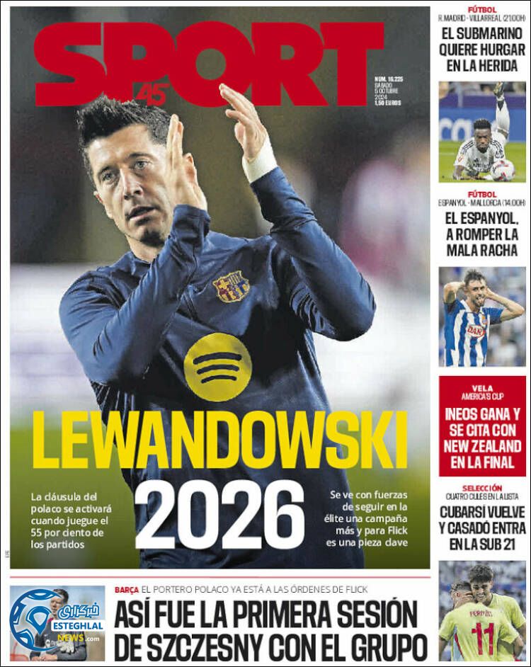 روزنامه  ورزشی  اسپورت شنبه 14 مهر 1403 