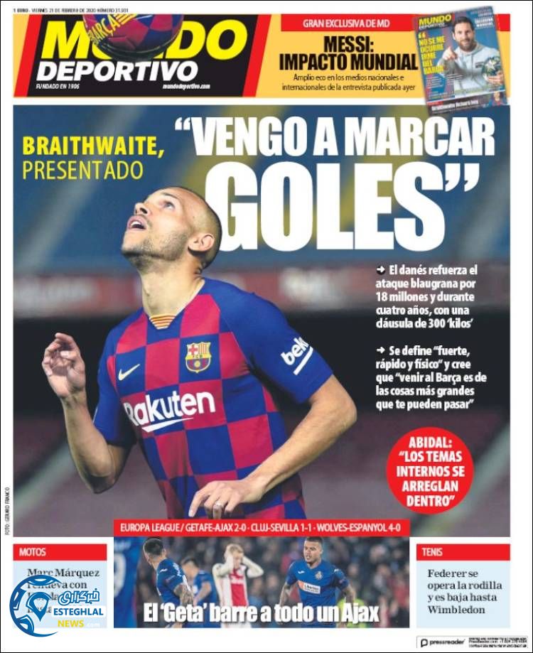 روزنامه ورزشی موندو دپورتیوو جمعه 2 اسفند 1398