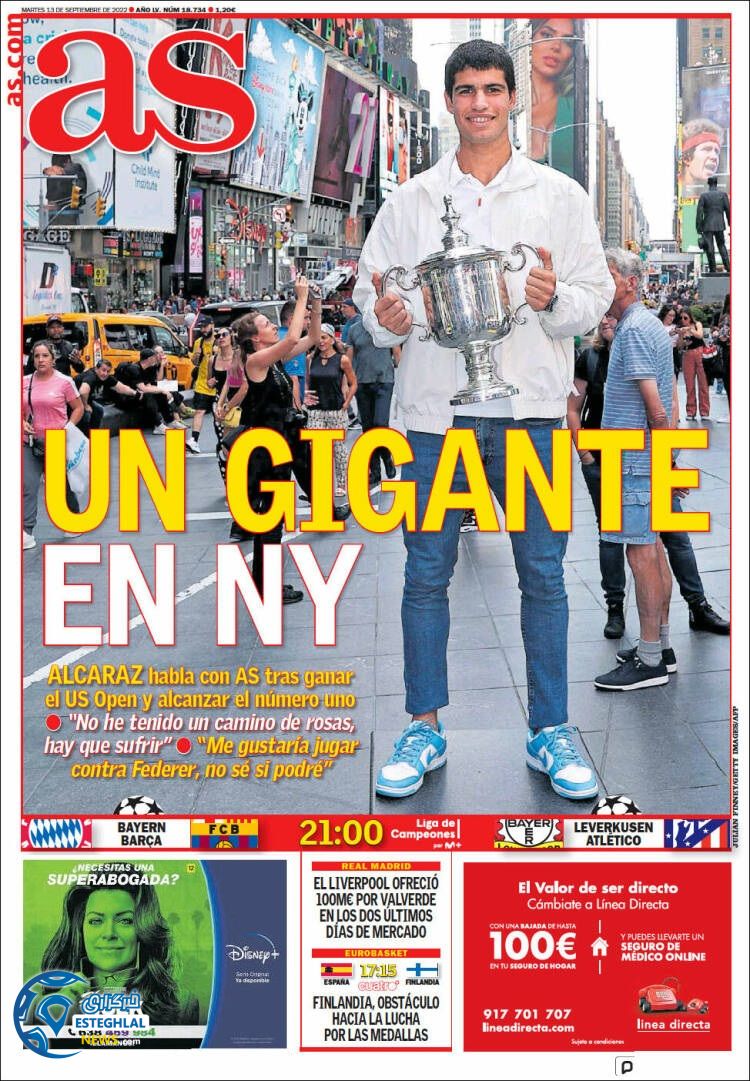 روزنامه ورزشی آ اس سه شنبه 22 شهریور 1401