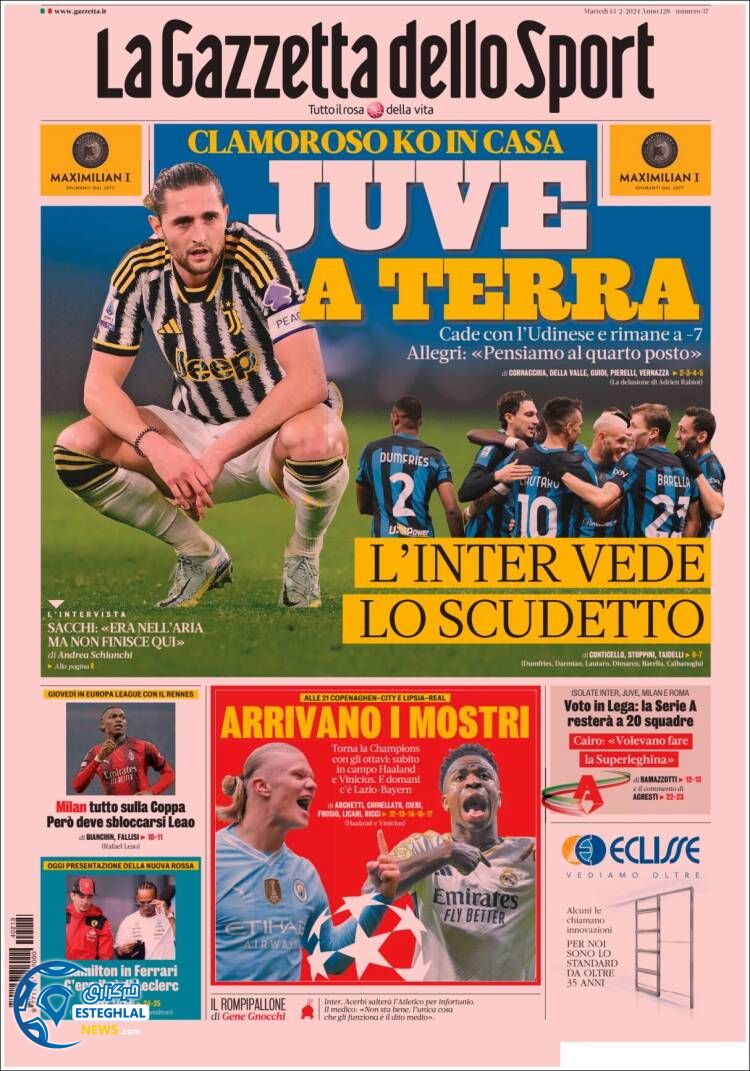 روزنامه ورزشی گاتزتا دلو اسپورت سه شنبه 24 بهمن 1402 