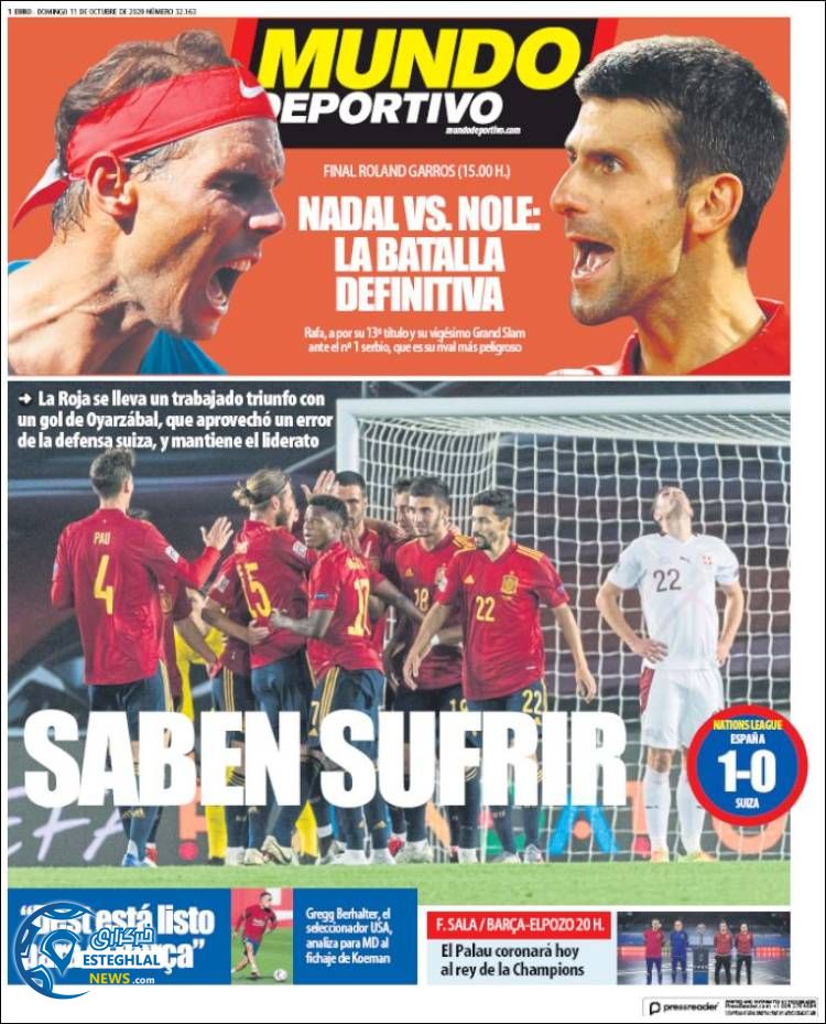روزنامه ورزشی موندو دپورتیوو یکشنبه 20 مهر 1399