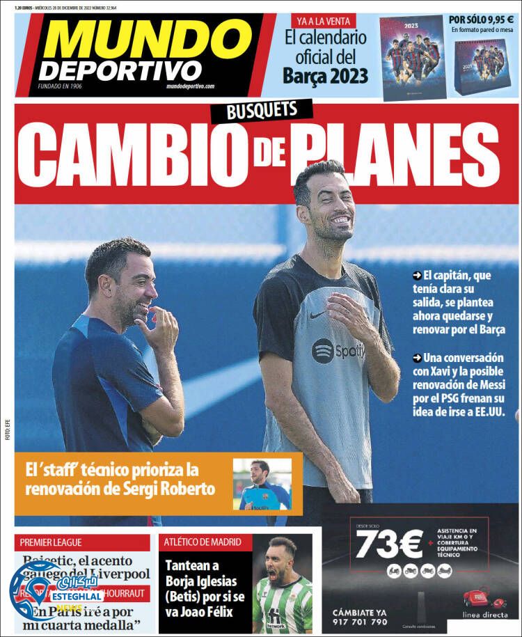 روزنامه ورزشی موندو دپورتیوو چهارشنبه 7 دی 1401