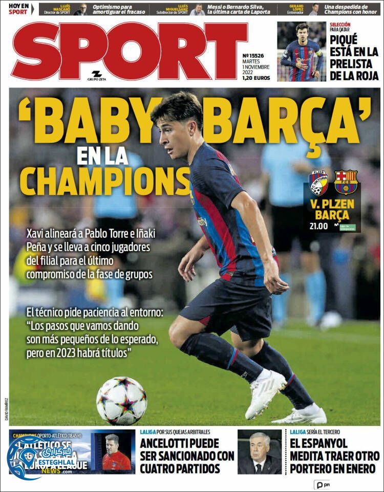 روزنامه ورزشی اسپورت سه شنبه 10 آبان 1401 