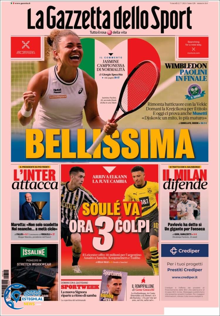 روزنامه ورزشی گاتزتا  دلو اسپورت جمعه 22 تیر 1403 