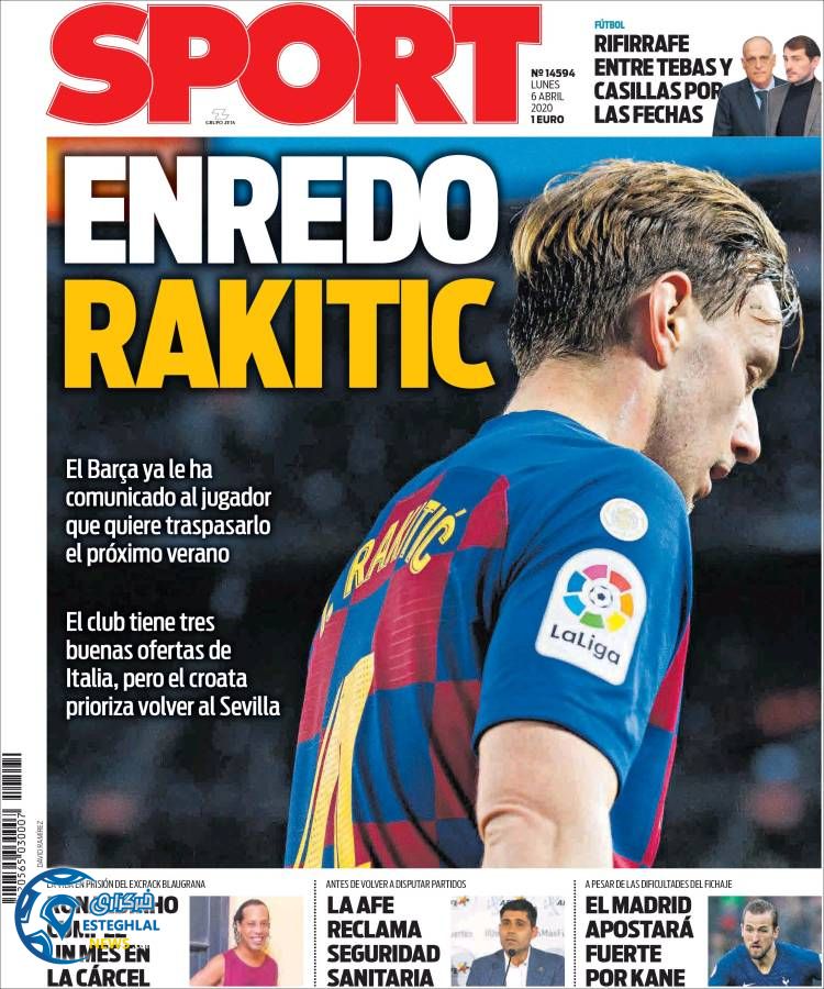 روزنامه ورزشی اسپورت دوشنبه 18 فروردین 1399