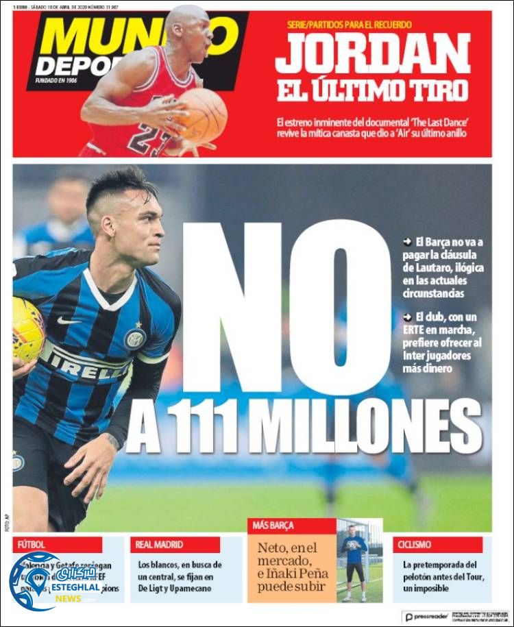 روزنامه ورزشی موندو دپورتیوو یکشنبه 31 فروردین 1399