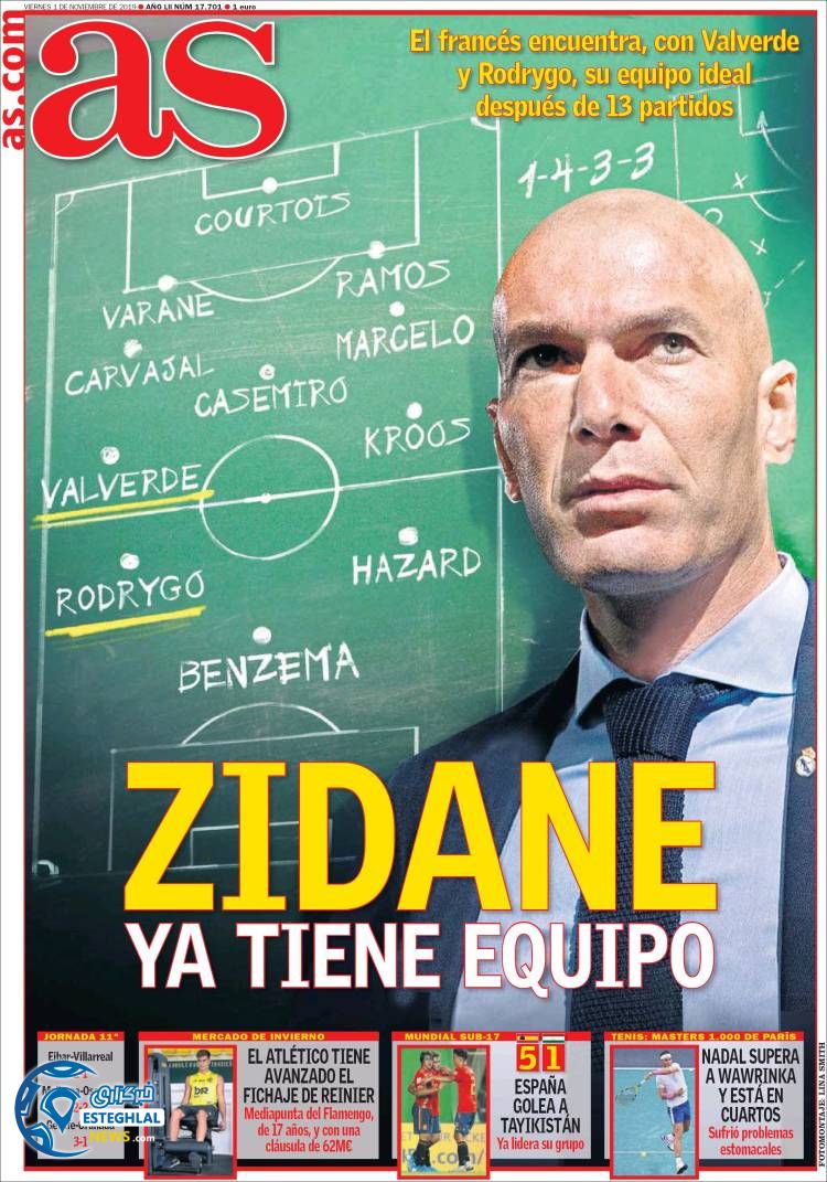 روزنامه ورزشی آاس جمعه 10 آبان 1398