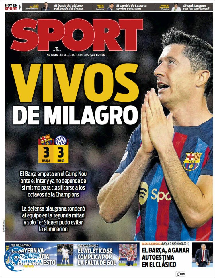 روزنامه ورزشی اسپورت پنجشنبه 21 مهر 1401 