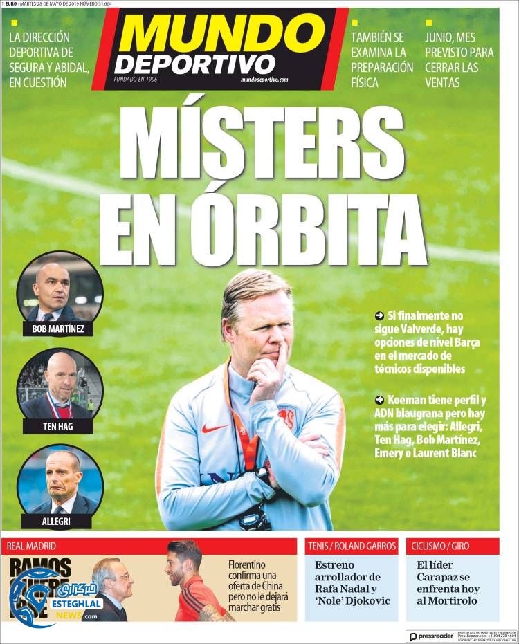 روزنامه ورزشی موندو دپورتیوو سه شنبه 7 خرداد 1398