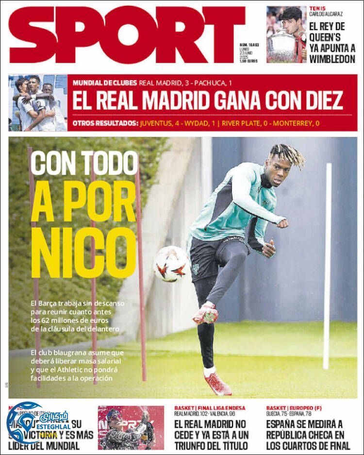 روزنامه ورزشی اسپورت دوشنبه 2 تیر 1404  