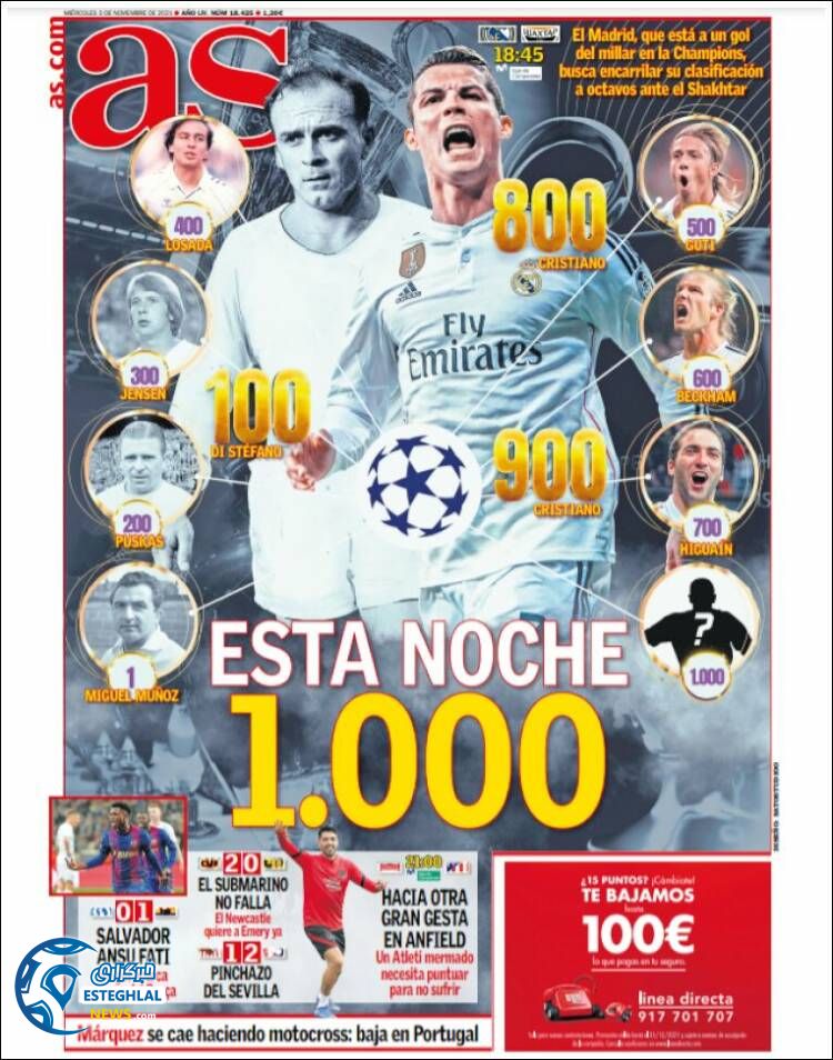 روزنامه ورزشی آ اس چهارشنبه 12 آبان 1400