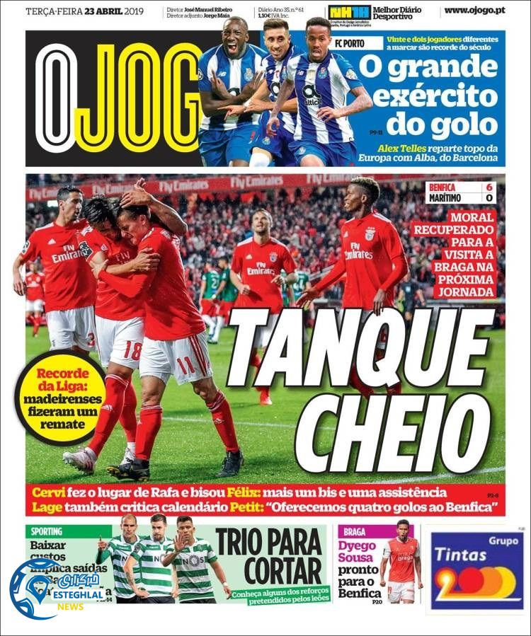 روزنامه ورزشی جوگو سه شنبه 3 اردیبهشت 1398