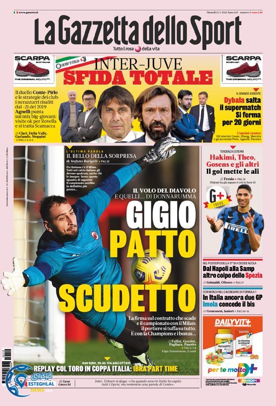 روزنامه ورزشی گاتزتا دلو اسپورت سه شنبه 23 دی 1399