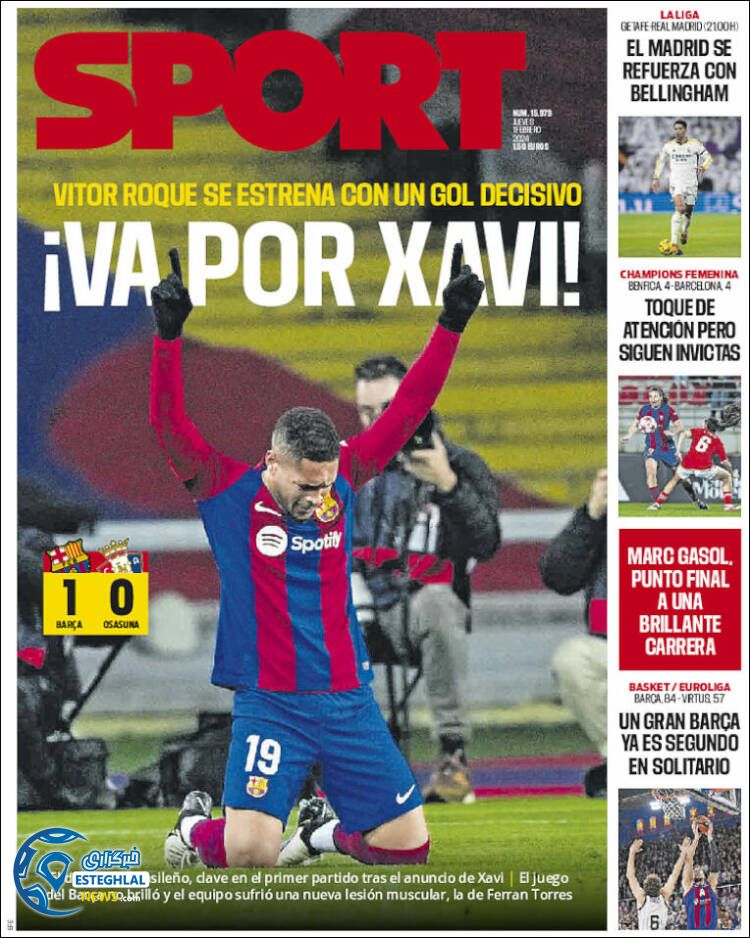 روزنامه ورزشی اسپورت پنجشنبه 12 بهمن 1402 