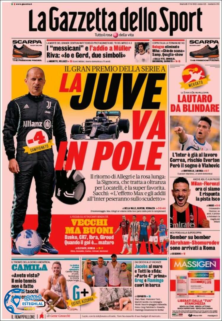 روزنامه ورزشی گاتزتا دلو اسپورت سه شنبه 26 مرداد 1400