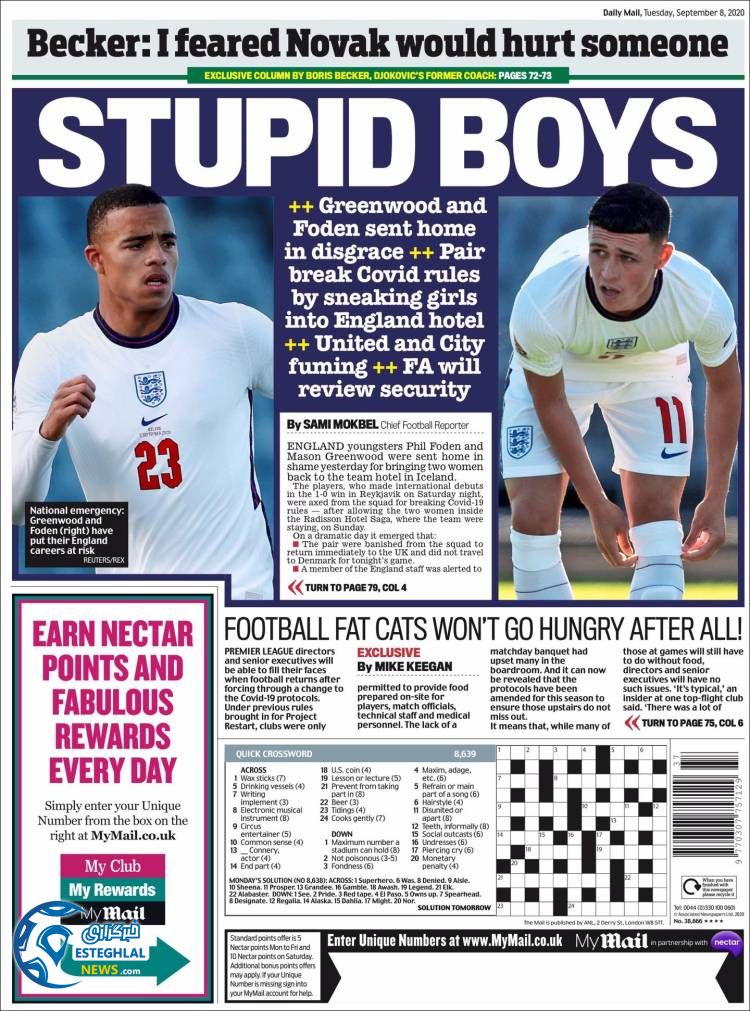 روزنامه ورزشی مایل اسپورت سه شنبه 18 شهریور 1399