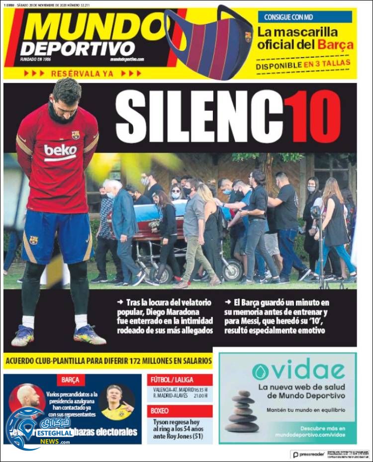 روزنامه ورزشی موندو دپورتیوو شنبه 8 آذر 1399