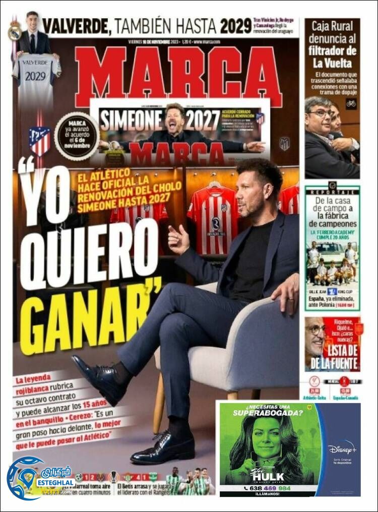 روزنامه ورزشی مارکا جمعه 19 آبان 1402 