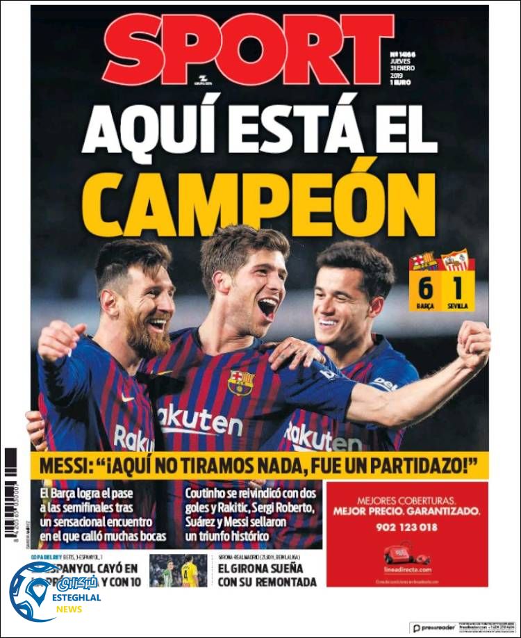 روزنامه ورزشی اسپورت پنجشنبه 11 بهمن 1397