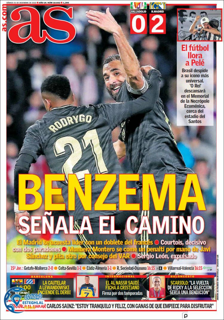 روزنامه ورزشی آ اس شنبه 10 دی 1401 