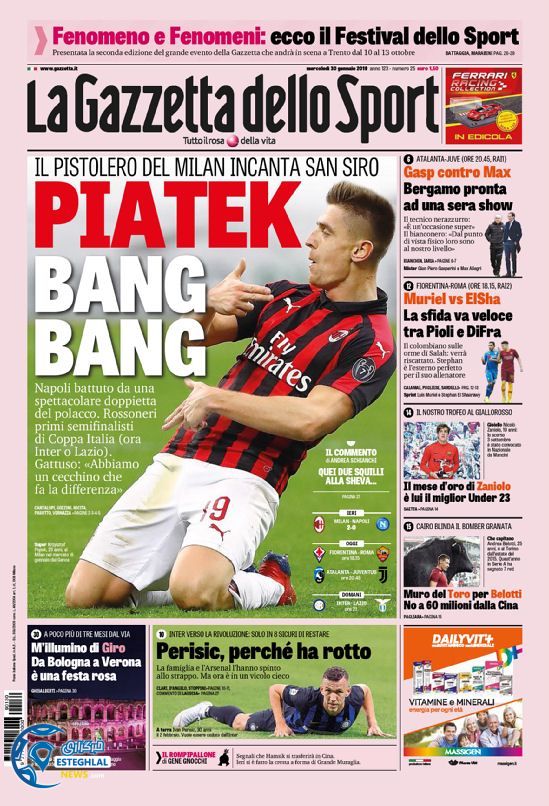 روزنامه ورزشی گاتزتا دلو اسپورت چهارشنبه 10 بهمن 1397