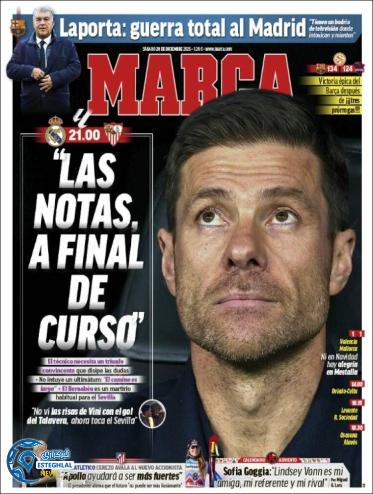 روزنامه  ورزشی مارکا  شنبه 29 آذر 1404 