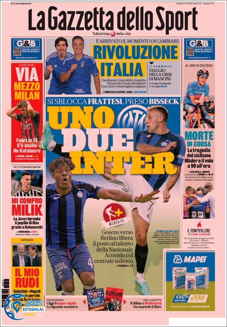 روزنامه ورزشی گاتزتا دلو اسپورت شنبه 27 خرداد 1402 